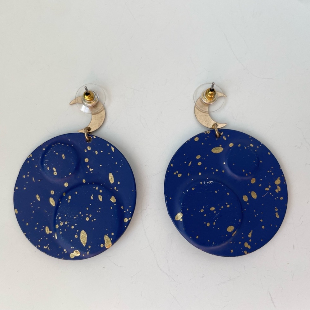 Statement Moon Celestial Gold & Rhinestone Dangle… - image 6